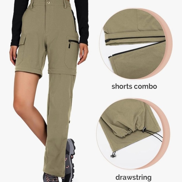 NWOT Women's Versatile Tan Cargo Hiking Safari Camping convertible pants Med/8 - Picture 4 of 7
